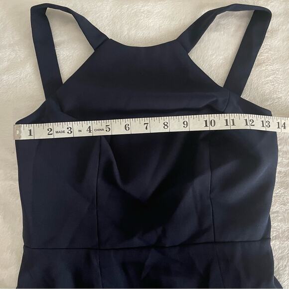 NWT Dessy Collection Vivian Diamond Crepe Halter Trumpet Gown Midnight Navy Sz 2 - Picture 10 of 12